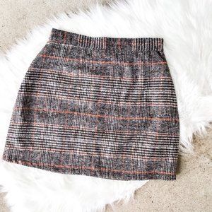 SHEIN Black and Orange Plaid Mini Skirt